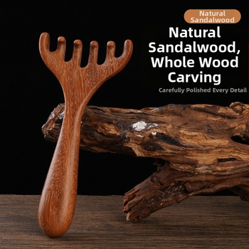 Pieptene de masaj din lemn de santal pentru cap, față și scalp – masaj meridian