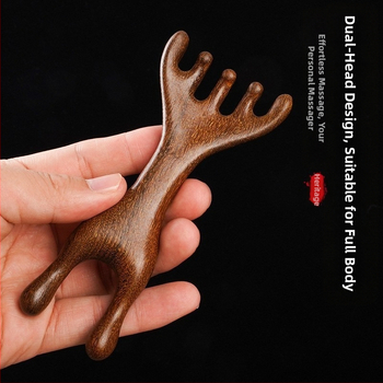 Pieptene de masaj din lemn de santal pentru cap, față și scalp – masaj meridian