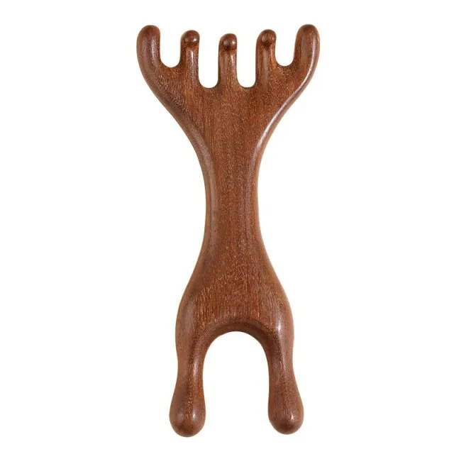 Pieptene de masaj din lemn de santal pentru cap, față și scalp – masaj meridian