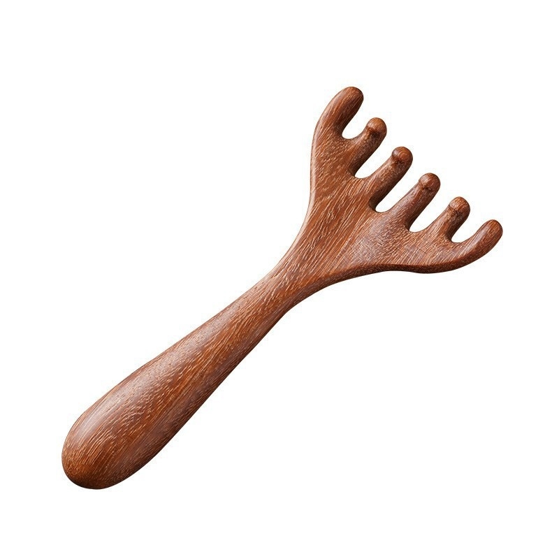 Pieptene de masaj din lemn de santal pentru cap, față și scalp – masaj meridian