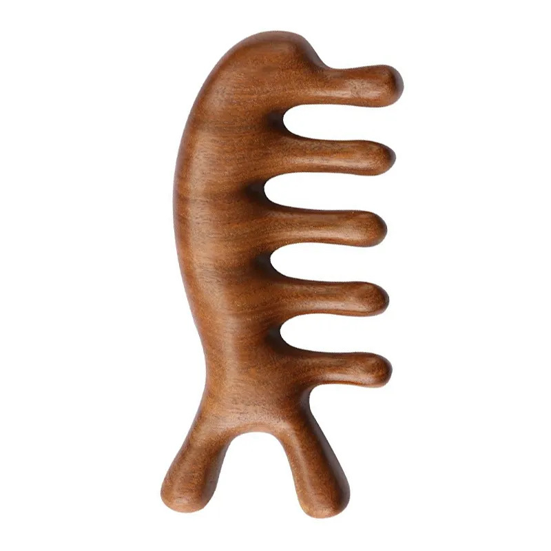 Pieptene de masaj din lemn de santal pentru cap, față și scalp – masaj meridian