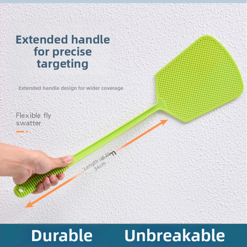 Пластмасов мухобойник за мухи и комари, здрав с удължена дръжка, удебелен корпус, ръчна употреба