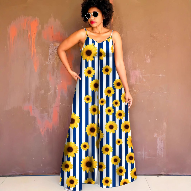 Ολόσωμο jumpsuit από Milk Silk, χωρίς μανίκια, ψηλή μέση, φαρδιά παντελόνια, ψηφιακή εκτύπωση