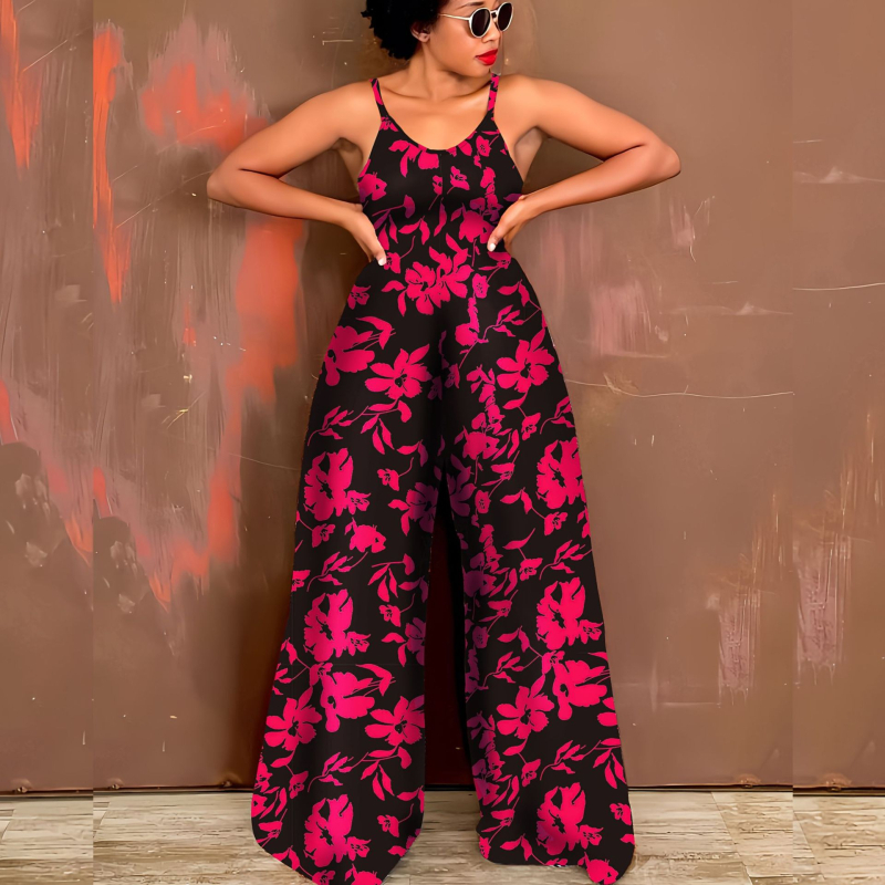 Ολόσωμο jumpsuit από Milk Silk, χωρίς μανίκια, ψηλή μέση, φαρδιά παντελόνια, ψηφιακή εκτύπωση