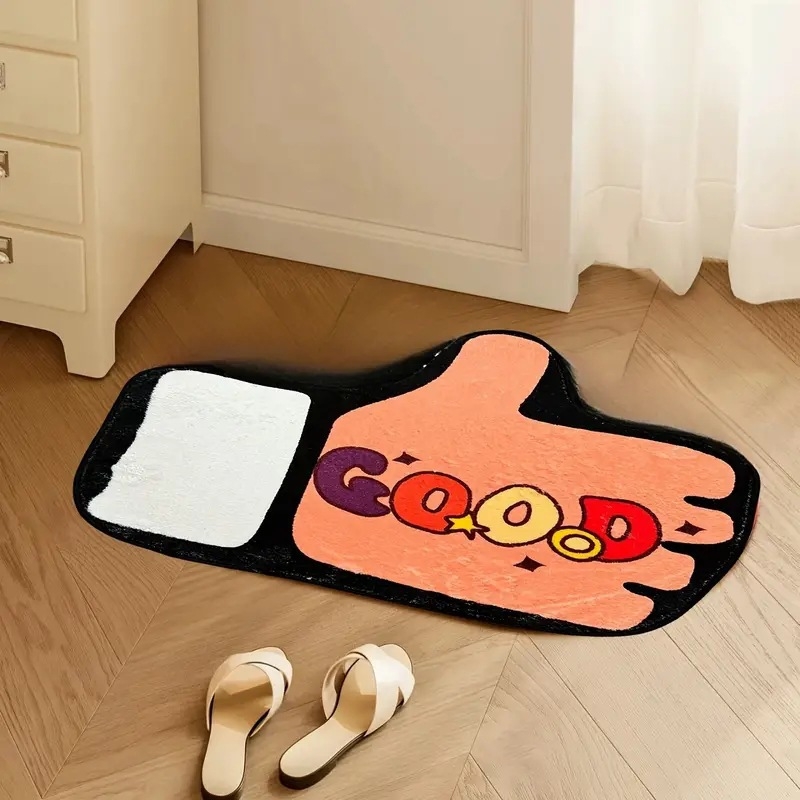 Covor de podea în formă de extraterestru, cu modele geometrice și desene animate — fibră de poliester, imprimare, personalizabil, lavabil, pentru living, baie și hol.