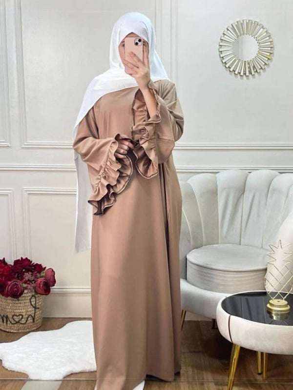 Rochie damă tip pulover, culoare solidă, croială A-line, mâneci clopot, poliester