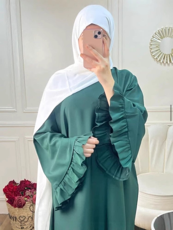 Rochie damă tip pulover, culoare solidă, croială A-line, mâneci clopot, poliester