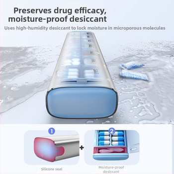 Κράμα αλουμινίου φορητό κουτί φαρμάκων, μοντέλο PB, μεταλλική κατασκευή, 14 διαμερίσματα, βάρος 406 g, φορητός σχεδιασμός