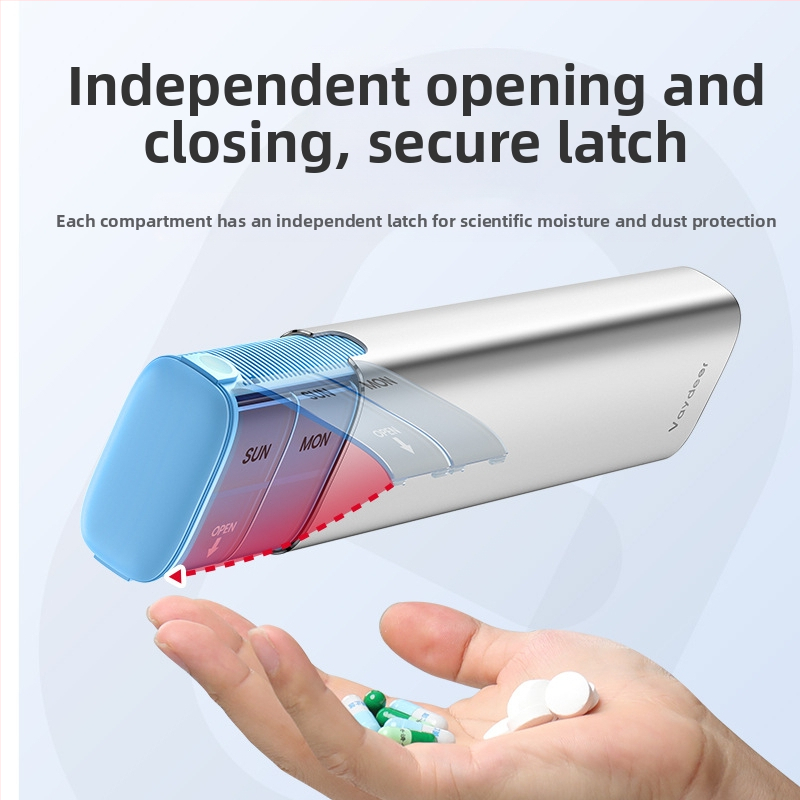 Алуминиева сплав преносима аптечка за лекарства, модел PB, метална конструкция, 14 отделения, тегло 406 g, преносим дизайн