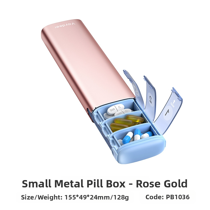 Κράμα αλουμινίου φορητό κουτί φαρμάκων, μοντέλο PB, μεταλλική κατασκευή, 14 διαμερίσματα, βάρος 406 g, φορητός σχεδιασμός