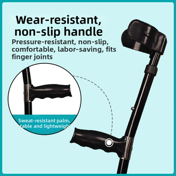 Alkūninė lazda vyresniems žmonėms, nešiojama, neslystanti, lengva, aliuminio lydinys, modelis: Elbow Crutch, Happy Point