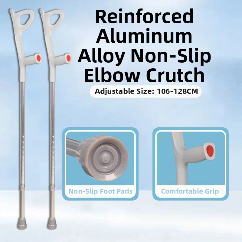 Alkūninė lazda vyresniems žmonėms, nešiojama, neslystanti, lengva, aliuminio lydinys, modelis: Elbow Crutch, Happy Point