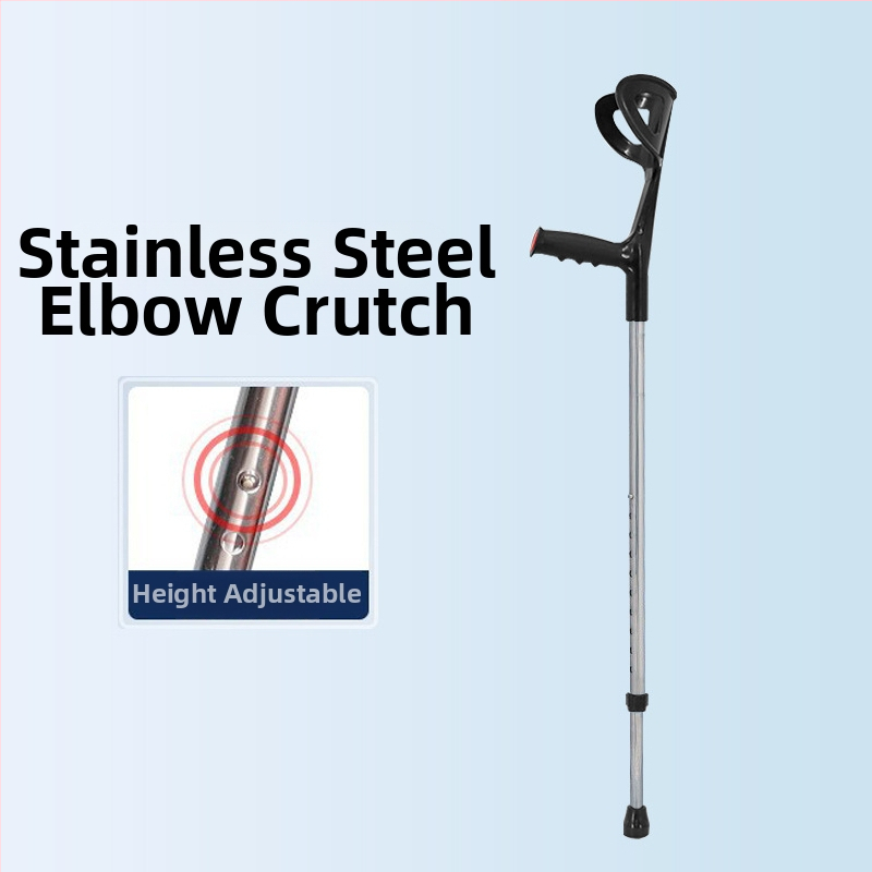 Alkūninė lazda vyresniems žmonėms, nešiojama, neslystanti, lengva, aliuminio lydinys, modelis: Elbow Crutch, Happy Point
