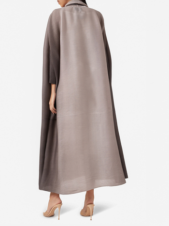 Γυναικείο παλτό gradient από chiffon με πλισέ, χαλαρή γραμμή, μακρύ μήκος