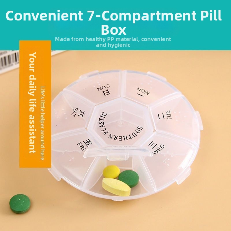 Nešiojama tablečių dėžutė iš PP plastiko, vaistams, su dangteliu, pritaikoma