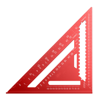 Алуминиев триъгълник-правило за дърводелство, с двойни английски/метрични скали, 90° ъгъл, висока прецизност