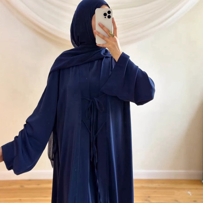 Set din două piese: cardigan și rochie — Poliester, 95%+, model tie-dye, mâneci lungi, fustă lungă