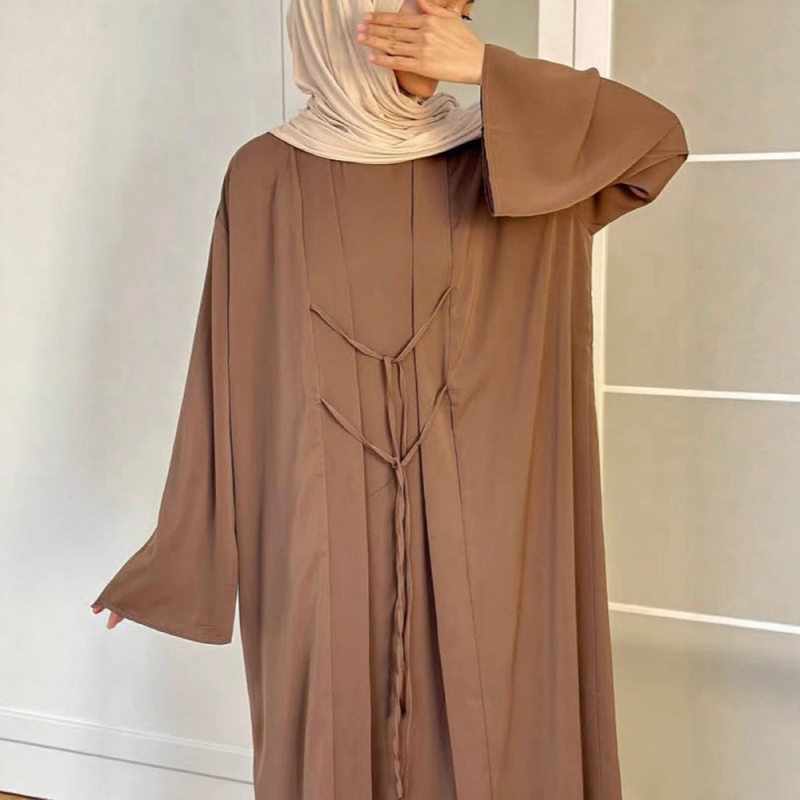 Set din două piese: cardigan și rochie — Poliester, 95%+, model tie-dye, mâneci lungi, fustă lungă