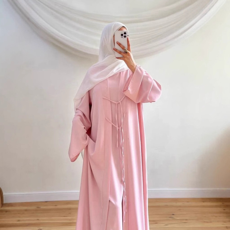 Set din două piese: cardigan și rochie — Poliester, 95%+, model tie-dye, mâneci lungi, fustă lungă
