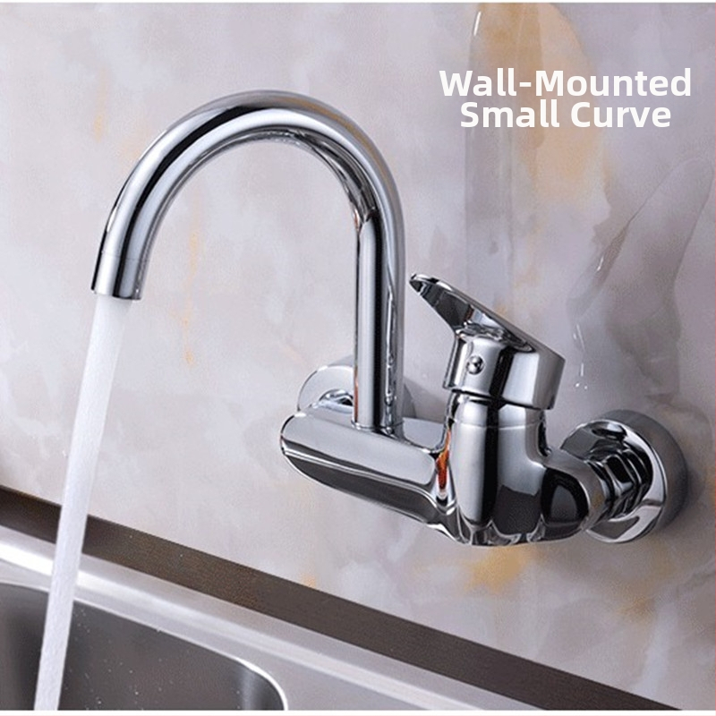 Кухненски стенен смесител за вграждане, меден корпус, смесване на гореща и студена вода, стенен монтаж, керамичен клапан, 20 мм вход/изход, модел DK-323