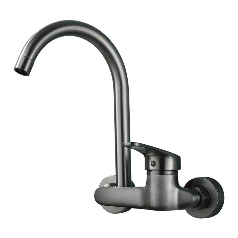 Кухненски стенен смесител за вграждане, меден корпус, смесване на гореща и студена вода, стенен монтаж, керамичен клапан, 20 мм вход/изход, модел DK-323