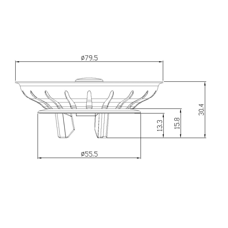 Nehrđajući čelični poklopac odvoda za kuhinjski sudoper, vodonepropusni kišobran model Waterproof umbrella; težina 40 g; presjek 79 tanak