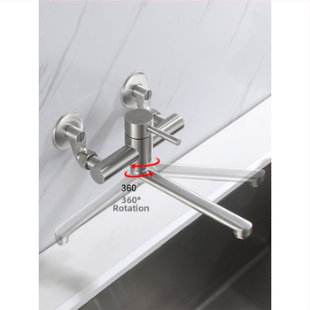 Стенен смесител за мивка от неръждаема стомана 304 CFRQ2551, тройна конструкция, керамичен дисков клапан