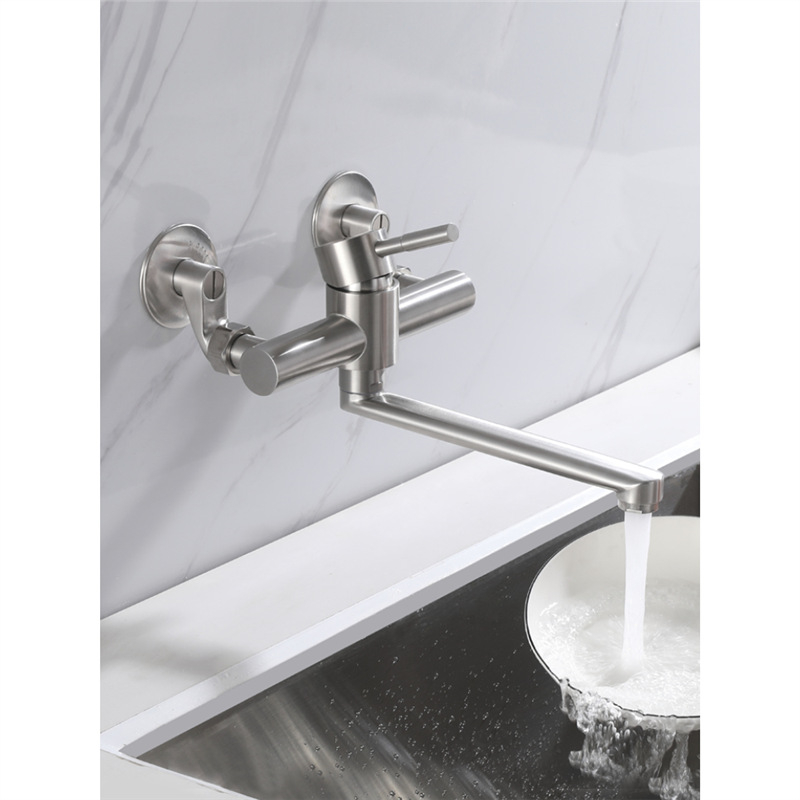 Стенен смесител за мивка от неръждаема стомана 304 CFRQ2551, тройна конструкция, керамичен дисков клапан