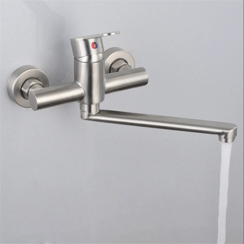 Стенен смесител за мивка от неръждаема стомана 304 CFRQ2551, тройна конструкция, керамичен дисков клапан