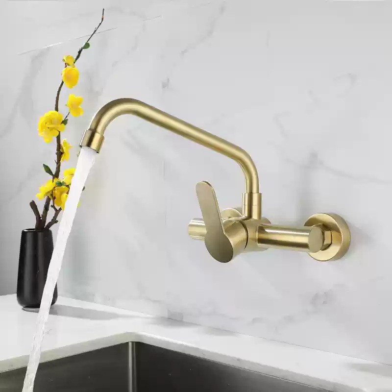 Стенен смесител за мивка от неръждаема стомана 304 CFRQ2551, тройна конструкция, керамичен дисков клапан