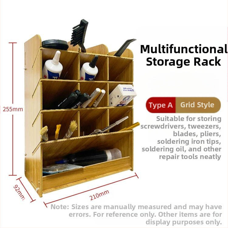 Medinis atsuktuvų laikiklis, daugiafunkcinis mobiliųjų telefonų remonto įrankių organizatorius ir darbo stalas