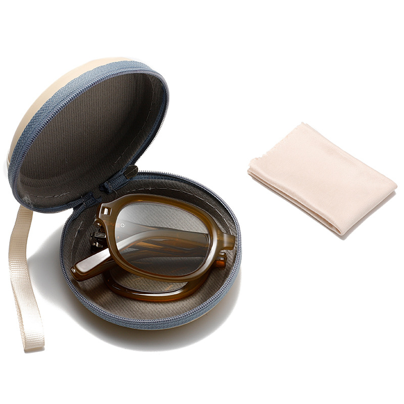 Čítacie okuliare s ochranou proti modrému svetlu, skladateľný okrúhly rám, AC šošovky, PC rám, jeseň 2024