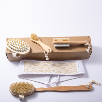 Σετ βουρτσών μπάνιου για ξηρή/υγρή χρήση — πενταμελές SPA σετ, υλικά Hemu + τρίχες χοίρου, μάρκα Garch, για ενήλικες, διαθέσιμη προσαρμογή