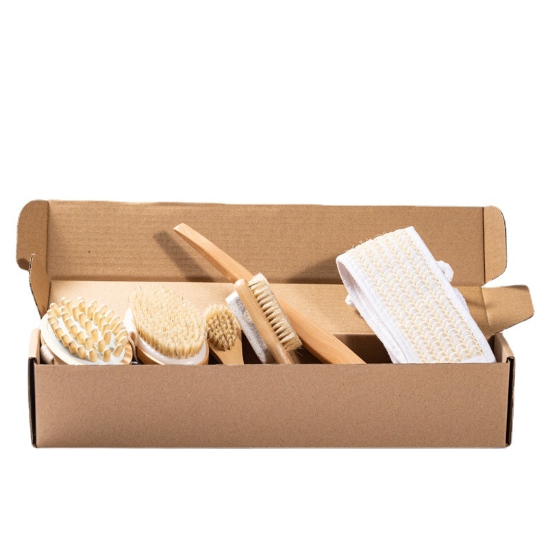 Fürdő kefés készlet száraz/nedves használathoz — öt darabos SPA készlet, Hemu + disznó szőr, márka Garch, felnőtteknek, testreszabás elérhető