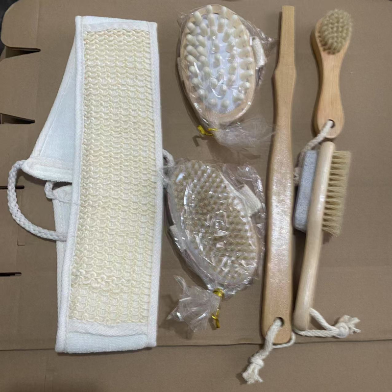 Fürdő kefés készlet száraz/nedves használathoz — öt darabos SPA készlet, Hemu + disznó szőr, márka Garch, felnőtteknek, testreszabás elérhető