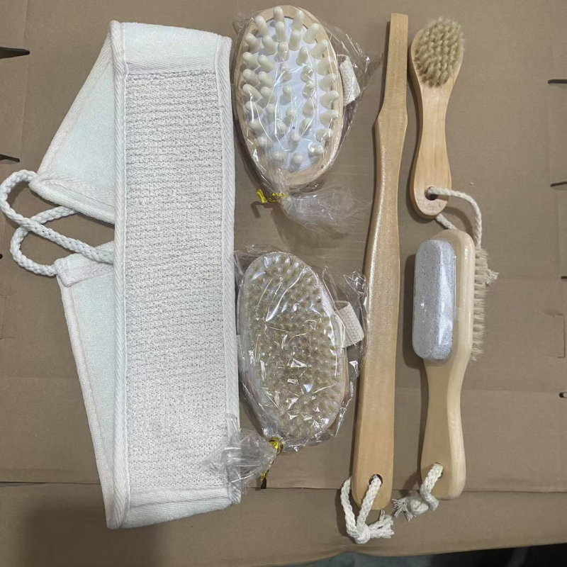 Fürdő kefés készlet száraz/nedves használathoz — öt darabos SPA készlet, Hemu + disznó szőr, márka Garch, felnőtteknek, testreszabás elérhető