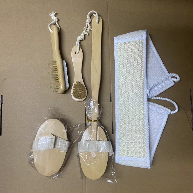 Fürdő kefés készlet száraz/nedves használathoz — öt darabos SPA készlet, Hemu + disznó szőr, márka Garch, felnőtteknek, testreszabás elérhető