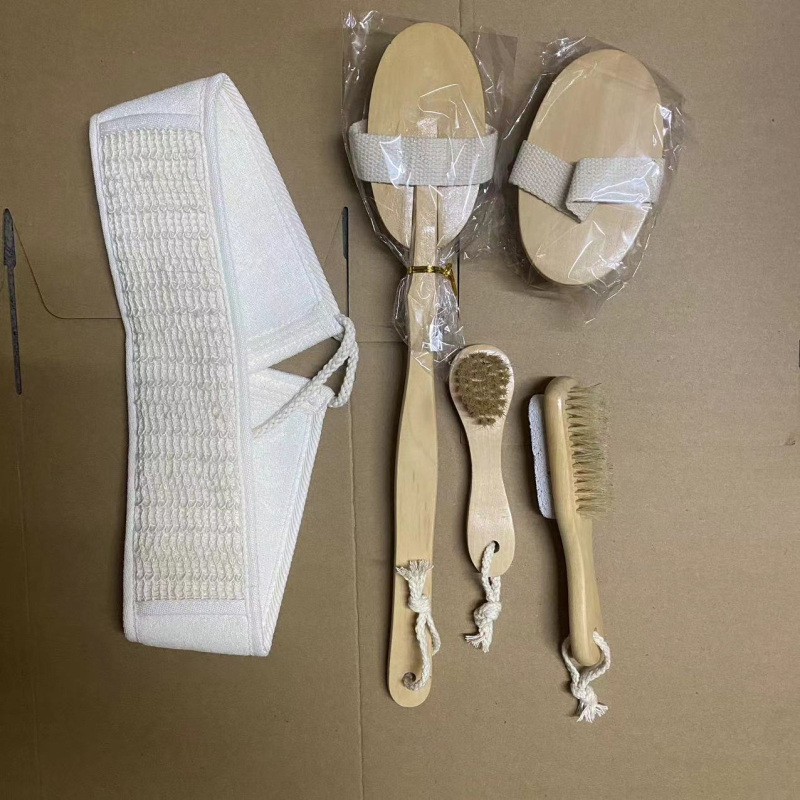 Fürdő kefés készlet száraz/nedves használathoz — öt darabos SPA készlet, Hemu + disznó szőr, márka Garch, felnőtteknek, testreszabás elérhető