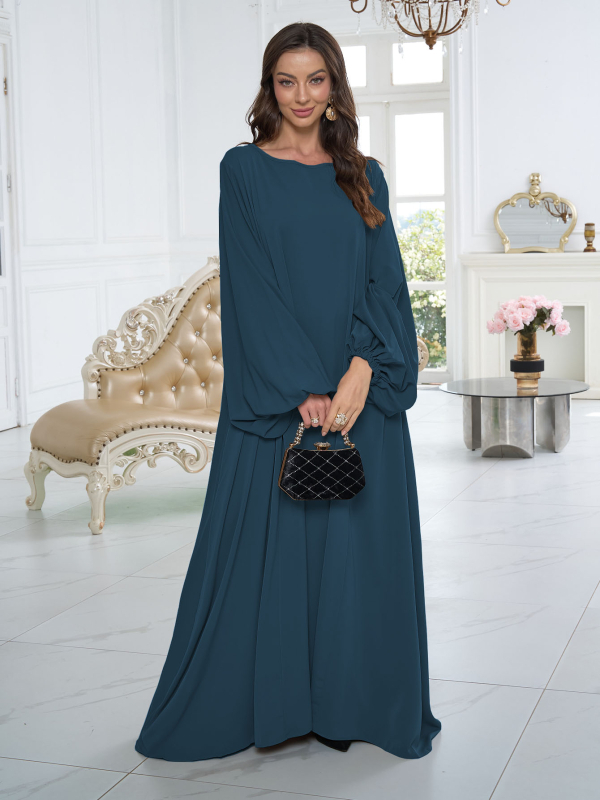 Rochie Abaya pentru femei musulmane — Robe lungă din poliester, mâneci lungi, poliester ≥95%, brand Yuxi, lansare toamnă 2024