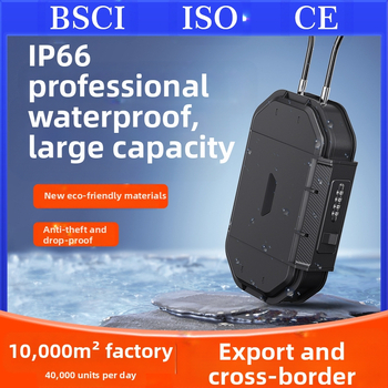 CH-828 ABS korpuso laikymo dėžė su mechaniniu užraktu - IP66 atspari vandeniui, plieninis kabelis 54,5 cm