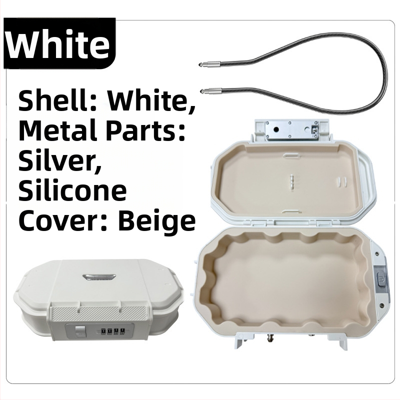 CH-828 ABS korpuso laikymo dėžė su mechaniniu užraktu - IP66 atspari vandeniui, plieninis kabelis 54,5 cm