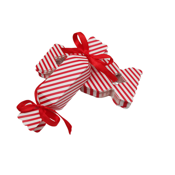 20 vienetų dryžuotų saldainių dėžučių rinkinys — kvadratinė popierinė dovanų dėžutė, šiuolaikinis stilius, vestuvėms tinkama