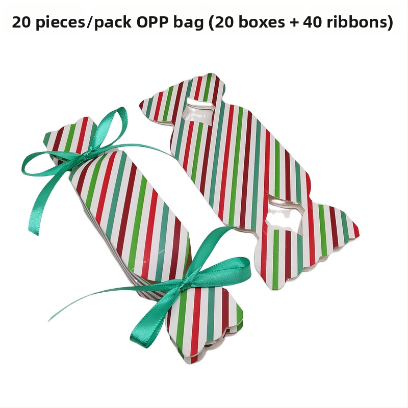 20 бр. кутии за бонбони с райета — квадратна хартиена подаръчна кутия, модерен стил, подходяща за сватби