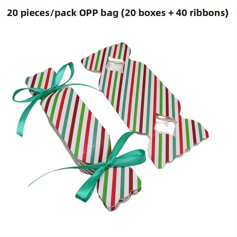 20 vienetų dryžuotų saldainių dėžučių rinkinys — kvadratinė popierinė dovanų dėžutė, šiuolaikinis stilius, vestuvėms tinkama