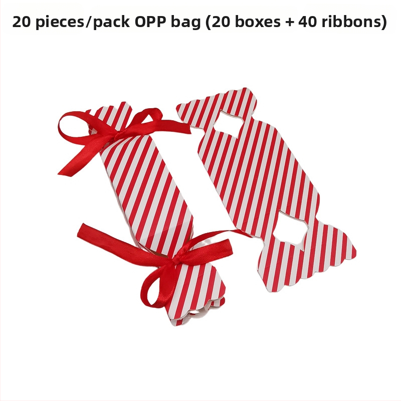 20 vienetų dryžuotų saldainių dėžučių rinkinys — kvadratinė popierinė dovanų dėžutė, šiuolaikinis stilius, vestuvėms tinkama