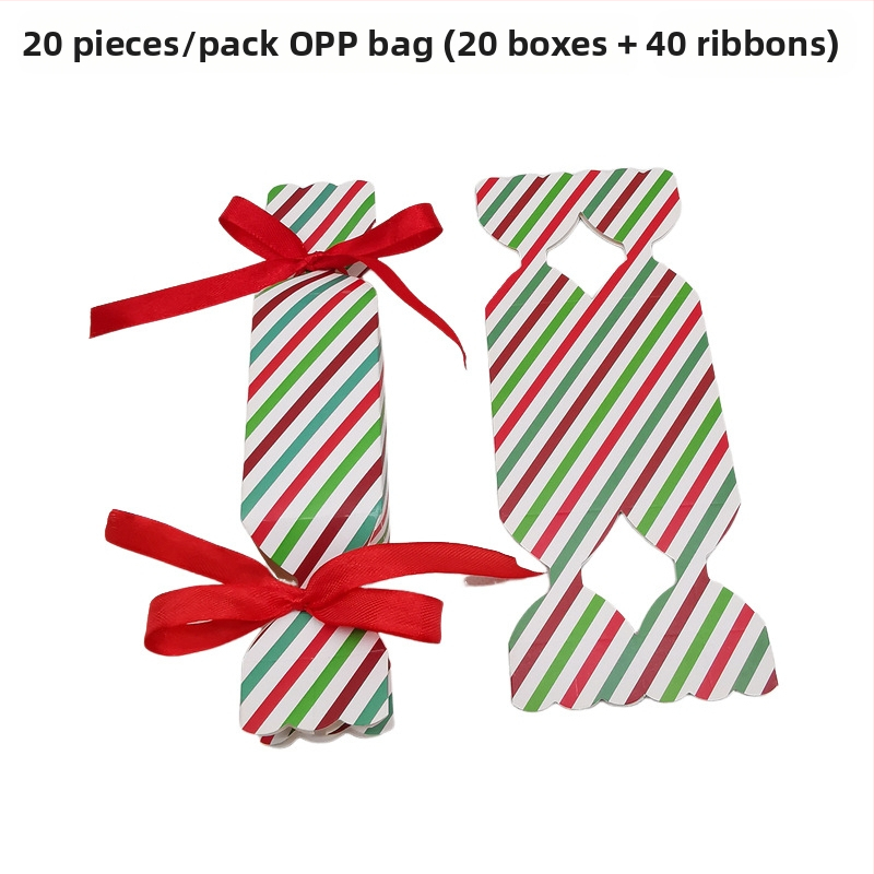 20 vienetų dryžuotų saldainių dėžučių rinkinys — kvadratinė popierinė dovanų dėžutė, šiuolaikinis stilius, vestuvėms tinkama