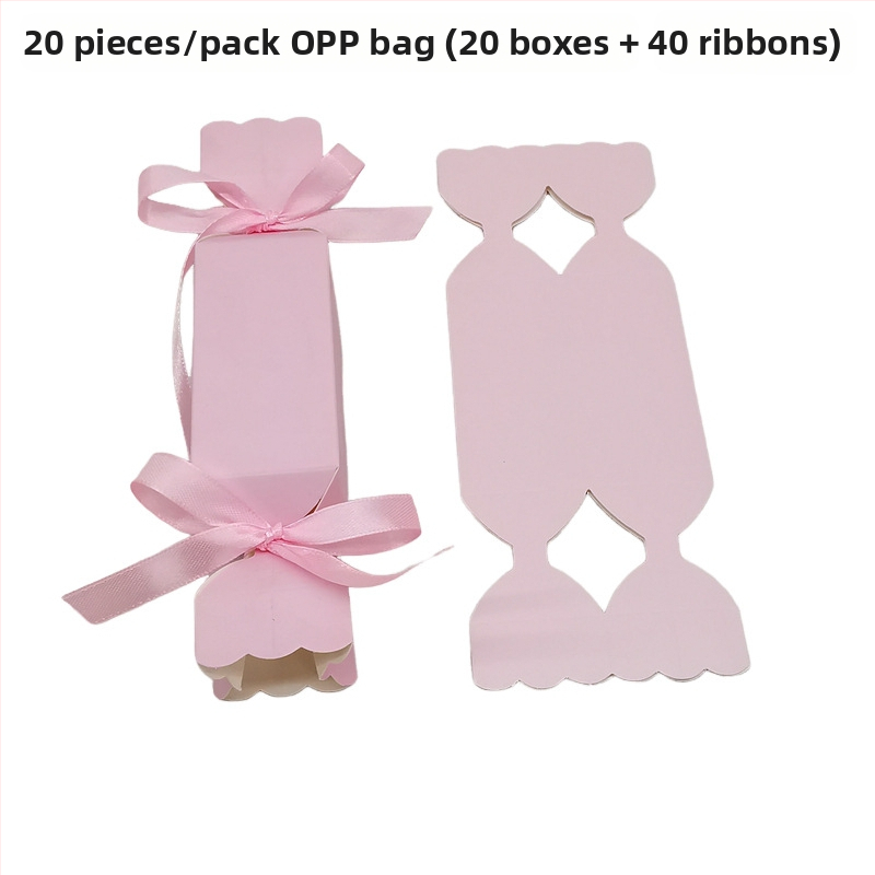 20 vienetų dryžuotų saldainių dėžučių rinkinys — kvadratinė popierinė dovanų dėžutė, šiuolaikinis stilius, vestuvėms tinkama