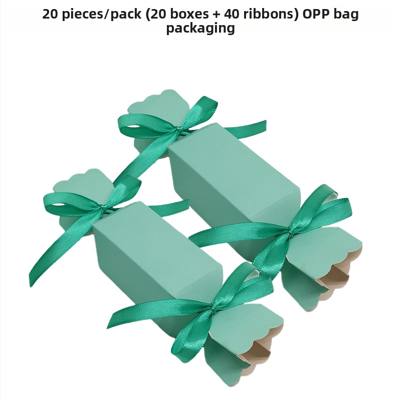 20 vienetų dryžuotų saldainių dėžučių rinkinys — kvadratinė popierinė dovanų dėžutė, šiuolaikinis stilius, vestuvėms tinkama