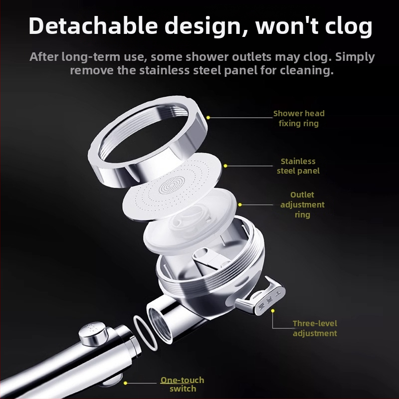 Σετ κεφαλής ντους με υψηλή πίεση — ABS, ονομαστική πίεση 1,6 MPa, θερμοκρασία λειτουργίας 0–100°C, μοντέλο ιαπωνικού διακόπτη ντους, ηλεκτροπλατίωση