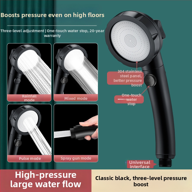 Σετ κεφαλής ντους με υψηλή πίεση — ABS, ονομαστική πίεση 1,6 MPa, θερμοκρασία λειτουργίας 0–100°C, μοντέλο ιαπωνικού διακόπτη ντους, ηλεκτροπλατίωση